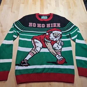 Ho Ho Hike Football Santa Ugly Christmas Sweater Unisex Size Small
